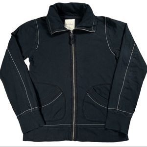 Merona size Xsmall black zip up jacket with white stitching fold down/turtleneck